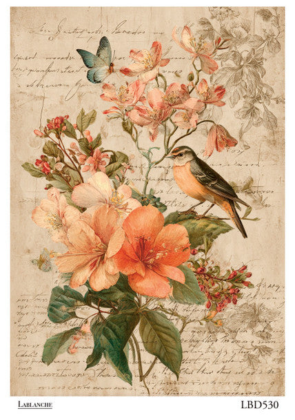 Spring Bird Blossom Rice Paper - LaBlanche
