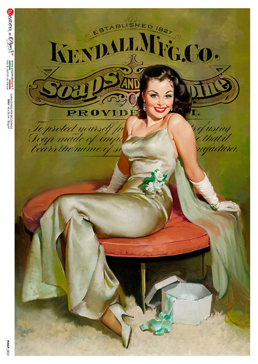 Pinup 0031 (Lady in Silk) Rice Paper - Decoupage Queen