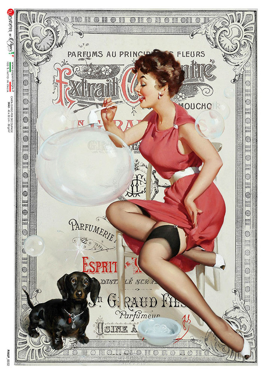 Pinup 0032 (Dachshund) Rice Paper - Decoupage Queen