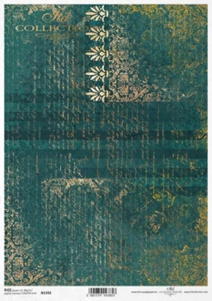 Emerald with Gold Script Rice Paper (R1592) - ITD Collection