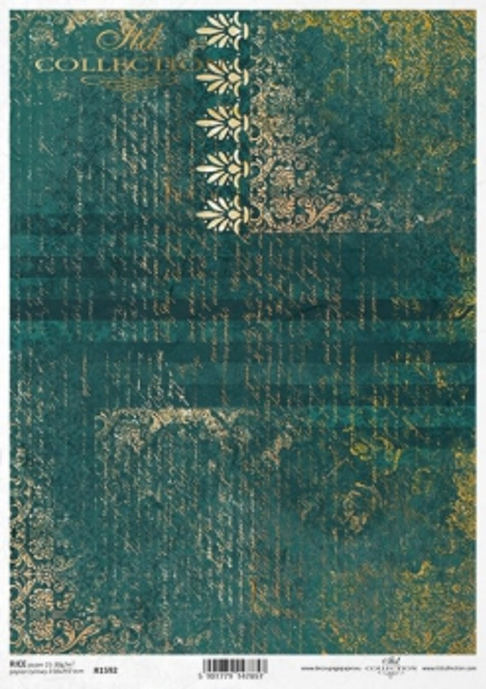 Emerald with Gold Script Rice Paper (R1592) - ITD Collection