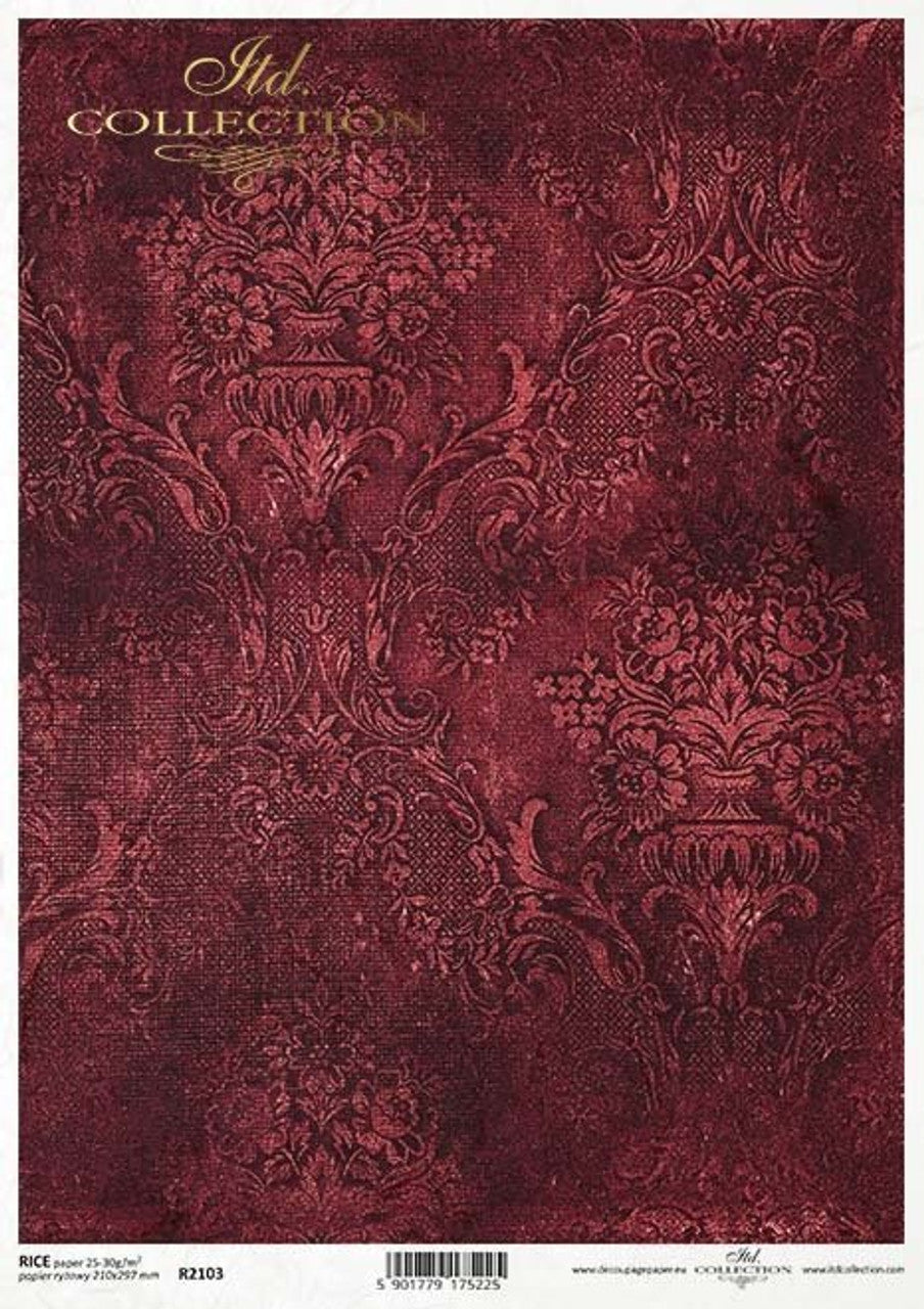 Burgundy Textile Rice Paper (R2103) - ITD Collection