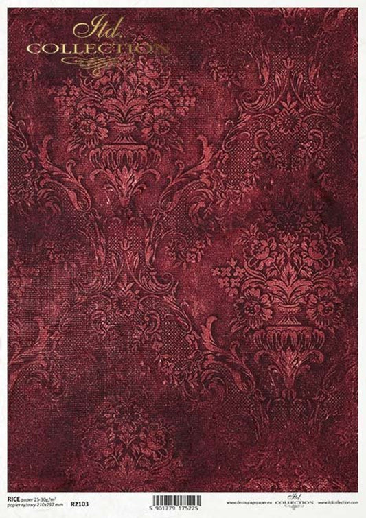 Burgundy Textile Rice Paper (R2103) - ITD Collection