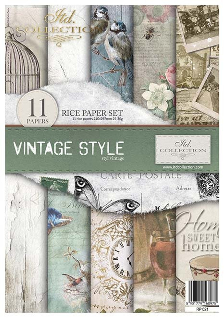 Vintage Style Paper Pack (11 Papers) - Decoupage Queen