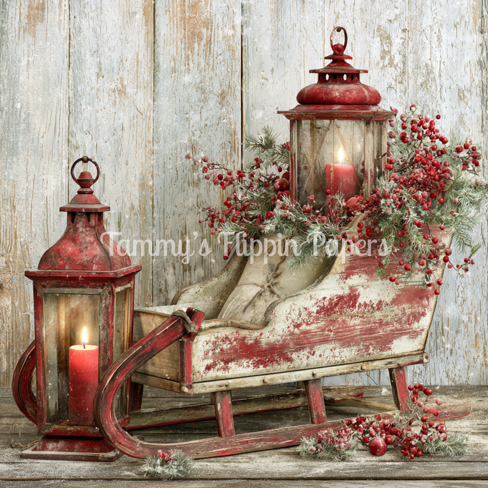 Red Vintage Sleigh Tissue Paper - Flippin Furniture