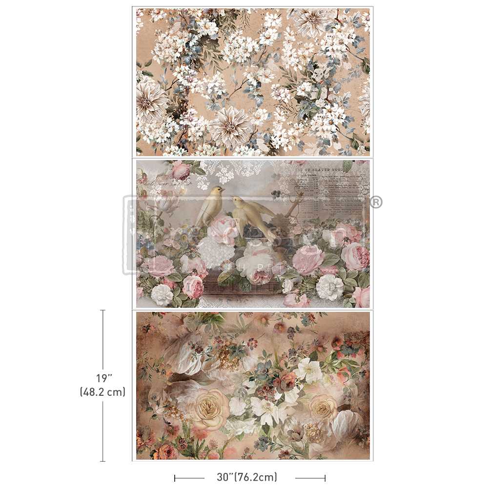 Romance in Bloom Decoupage Decor Tissue Paper Pack - ReDesign with Prima