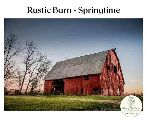Rustic Barn Springtime (24"x36") Decoupage Paper - Painting Lady Designs