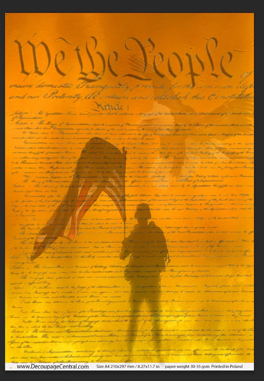 We The People, Yellow A4 Rice Paper - Decoupage Central