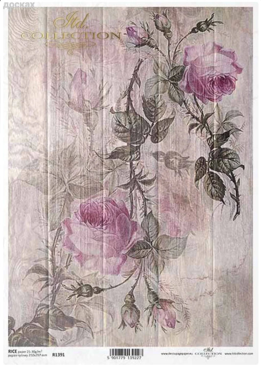 Shiplap Rose Rice Paper (R1391) - ITD Collection