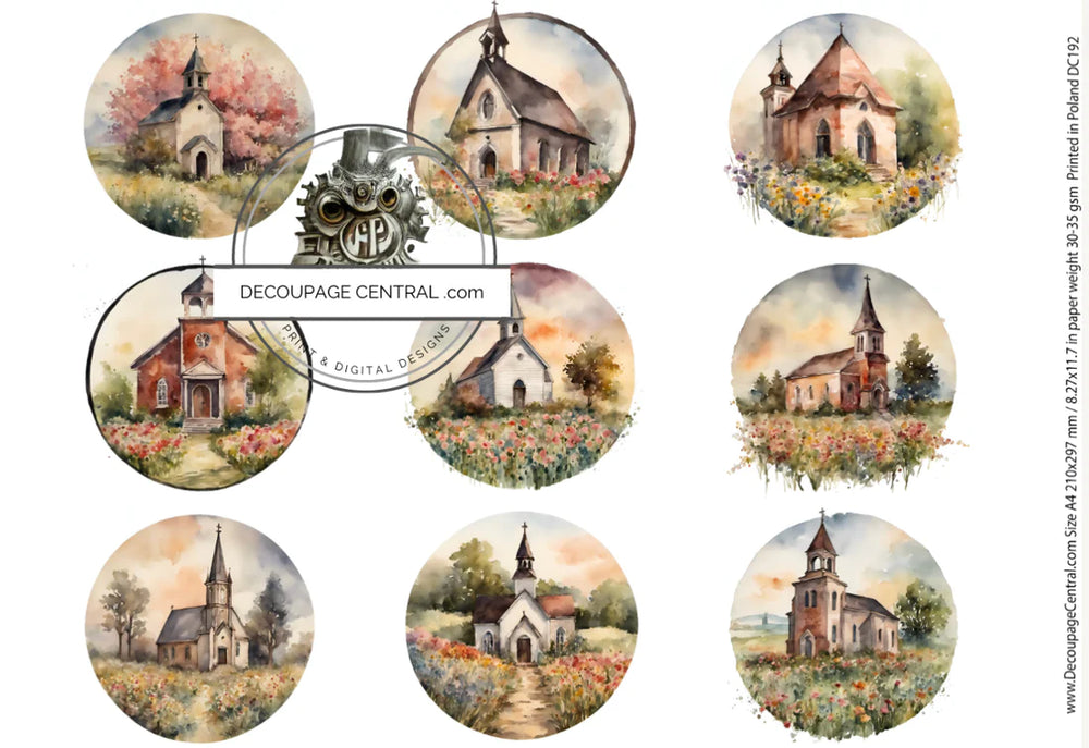 Church Circles Rice Paper (DC192) - Decoupage Central