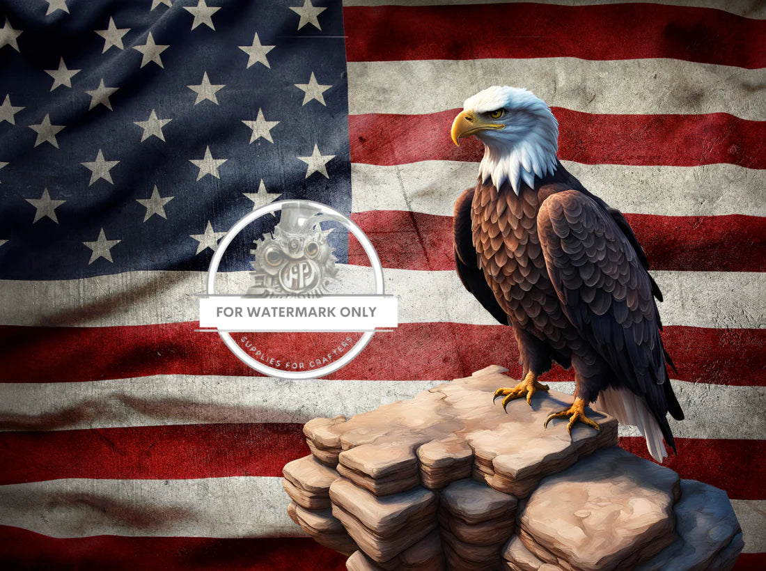 American Flag with Eagle A3 Rice Paper - Decoupage Central