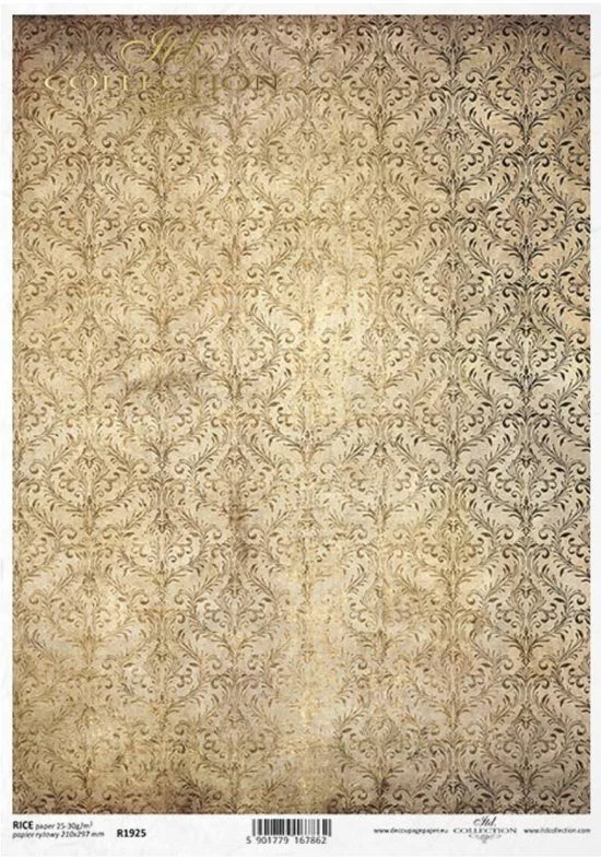 Bronze Damask Background Rice Paper (R1925) - ITD Collection/Decoupage Queen