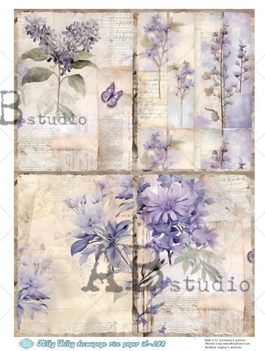 Milky Valley, Lilac & Lavender Squares (#ID186) Rice Paper - AB Studios