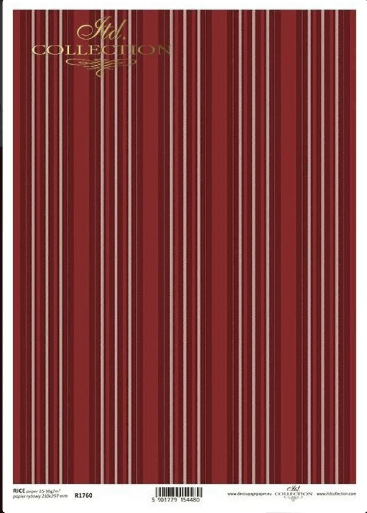 Deep Red Stripes Rice Rice Paper (R1760) - ITD Collection