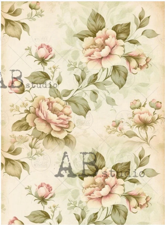 Milky Valley Dream Creamy Rose Background (#ID52) Rice Paper- AB Studios