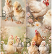 Fab Chicks Quad/Spring Chicks & Hens Rice Paper (96) - Le Petit Paris/AB Studios