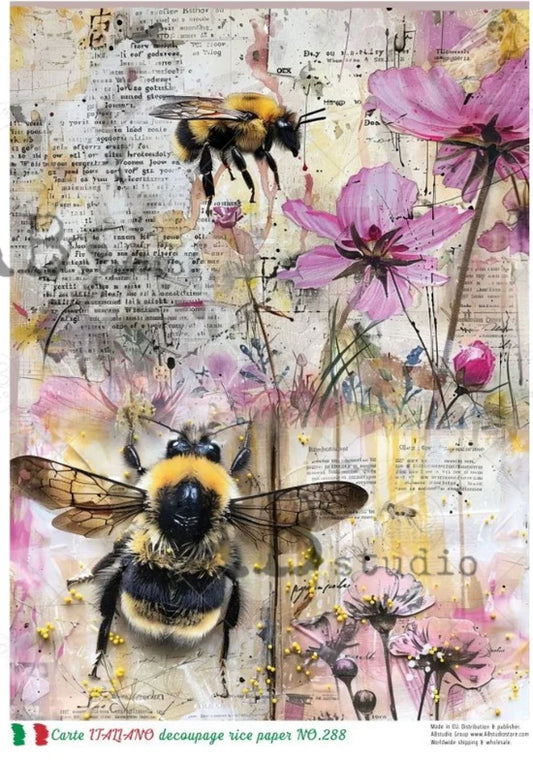 Bee Collage (#288) Rice Paper - Carte Italiano