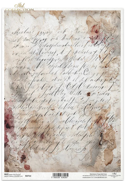 Vintage Watercolor Script (R2712) Rice Paper -  ITD Collection