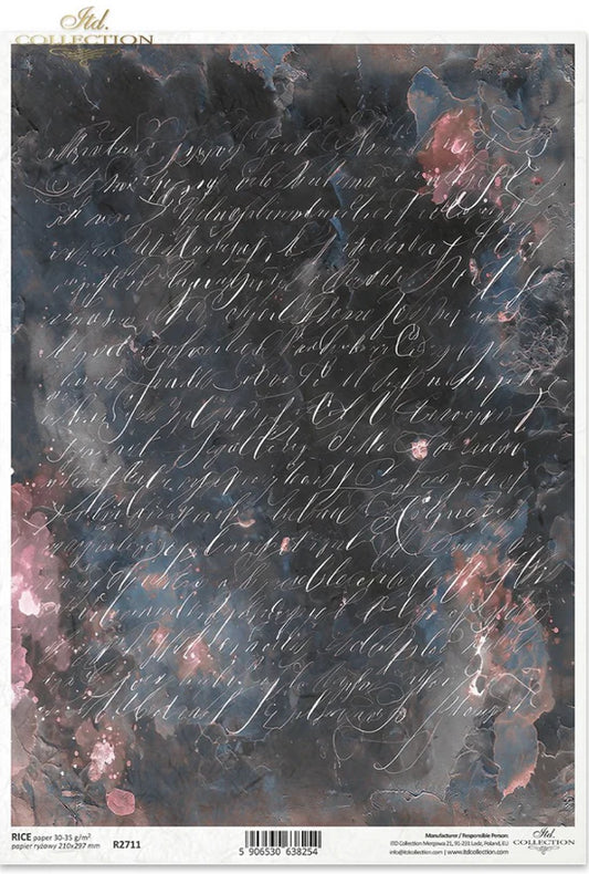Vintage Dark Watercolor Script (R2711) Rice Paper -  ITD Collection