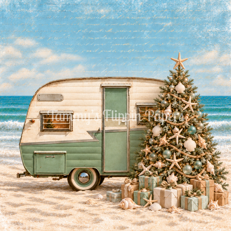 Seafoam Christmas Retreat Decoupage Paper - Flippin Furniture