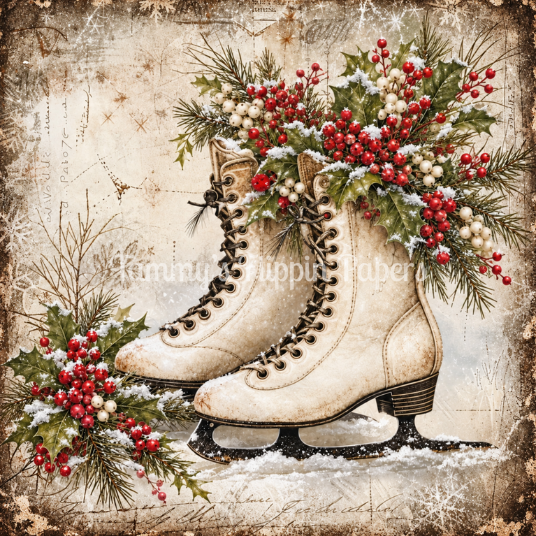 Skates & Snowflakes Decoupage Paper - Flippin Furniture