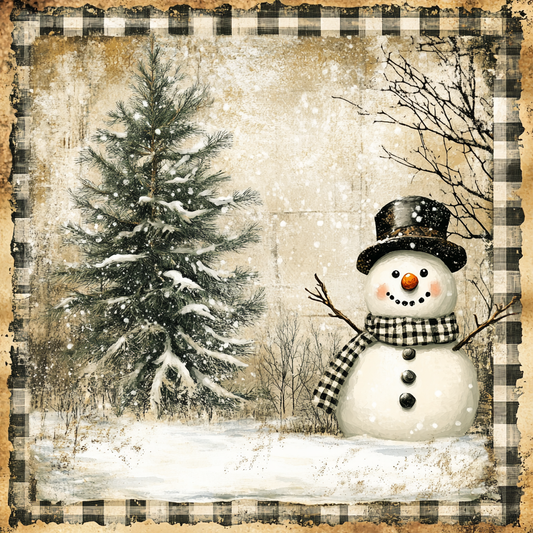 Snowman Black Checker Border Tissue Paper - Flippin Furniture