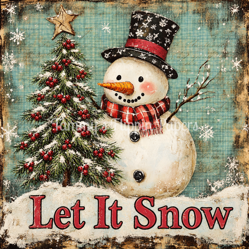 Very Berry Snowman Decoupage Paper - Flippin Furniture