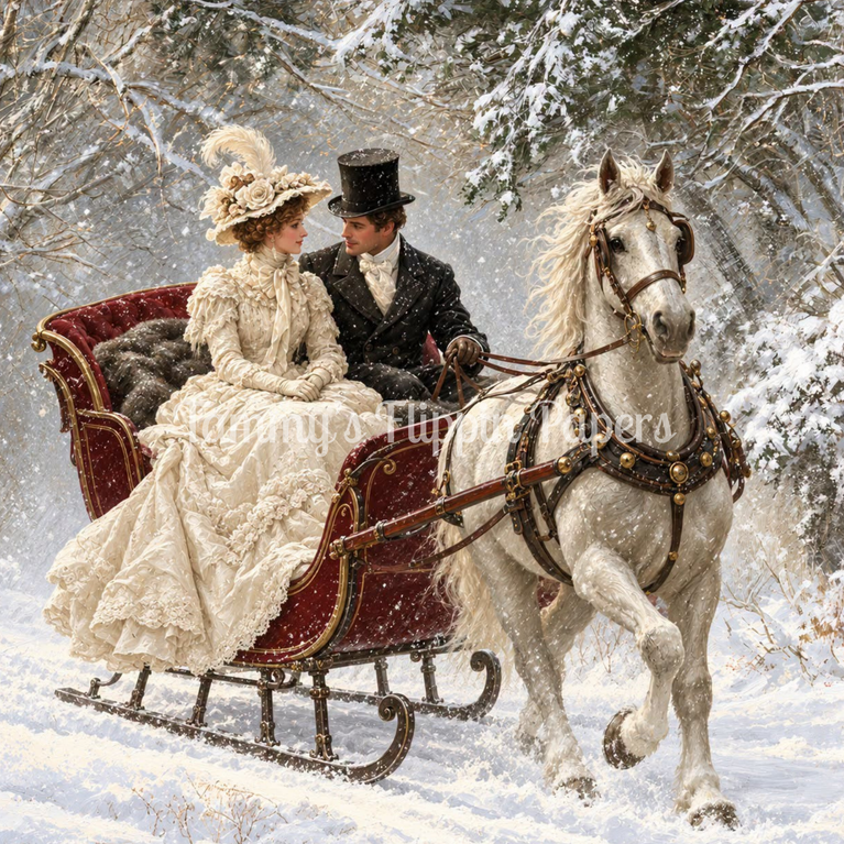 Victorian Sleigh Ride Decoupage Paper - Flippin Furniture