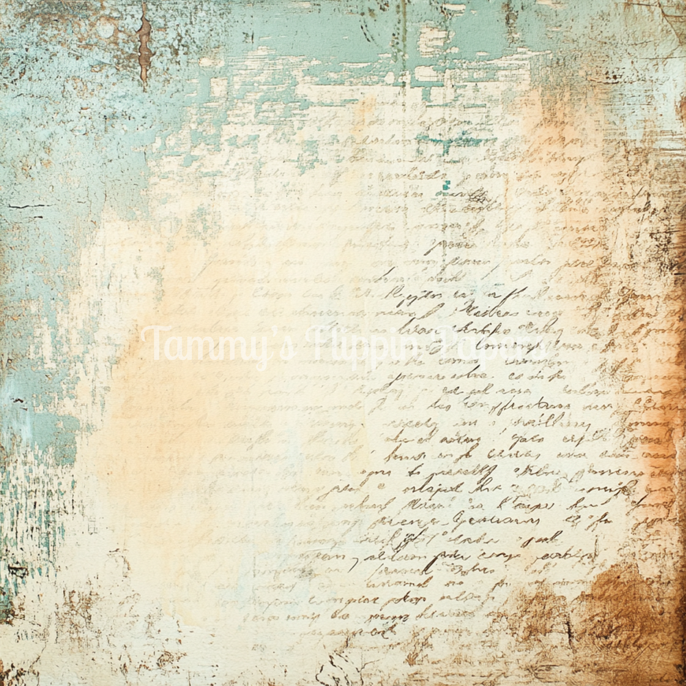 Vintage Turquoise & Rust Script Tissue Paper - Flippin Furniture