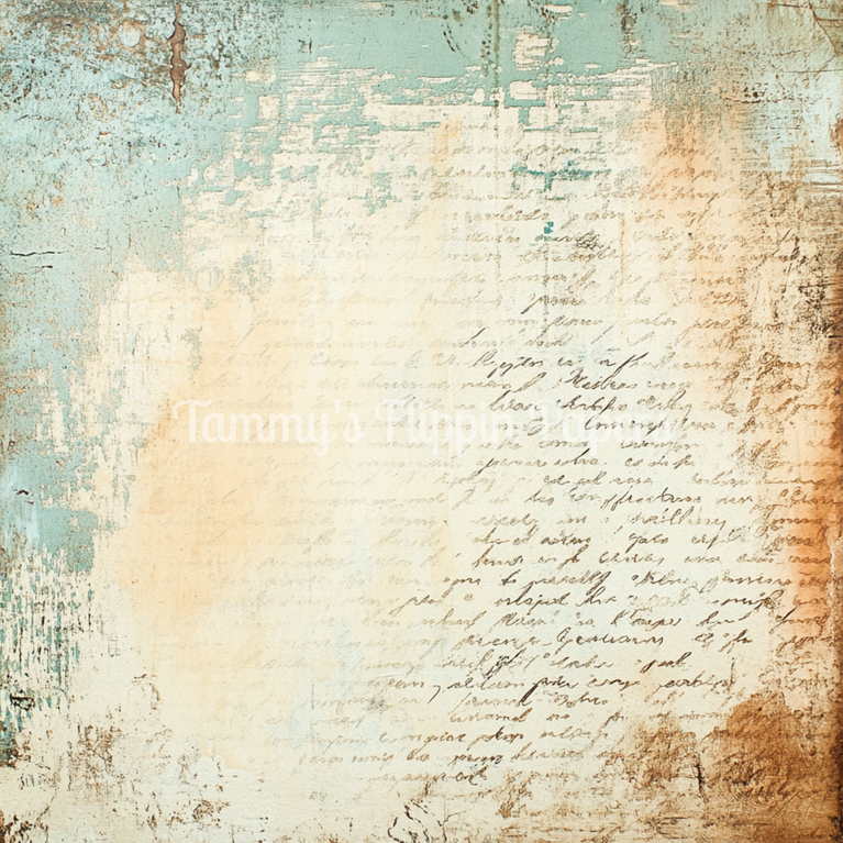 Vintage Turquoise & Rust Script Tissue Paper - Flippin Furniture