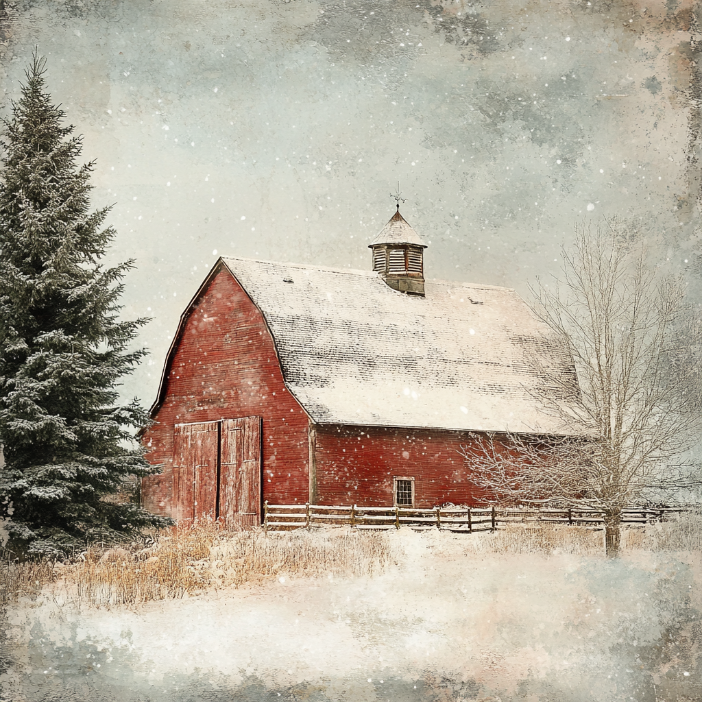 Wintertime Red Barn 1 Tissue Paper - Flippin Furniture