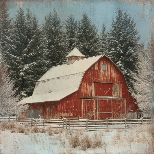 Wintertime Red Barn 2 Tissue Paper - Flippin Furniture