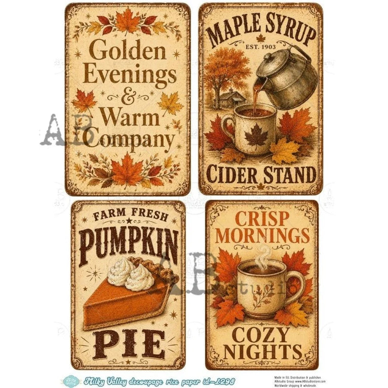 Autumn Farmhouse Signs (#ID1298) Rice Paper - Milky Valley