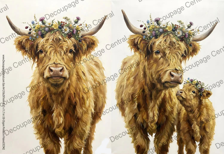 Flower Crown Highland Duo Rice Paper (DC942) - Decoupage Central