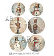 Nutcracker Men & Snowman Ornament Circles (#6179) Rice Paper - AB Studio