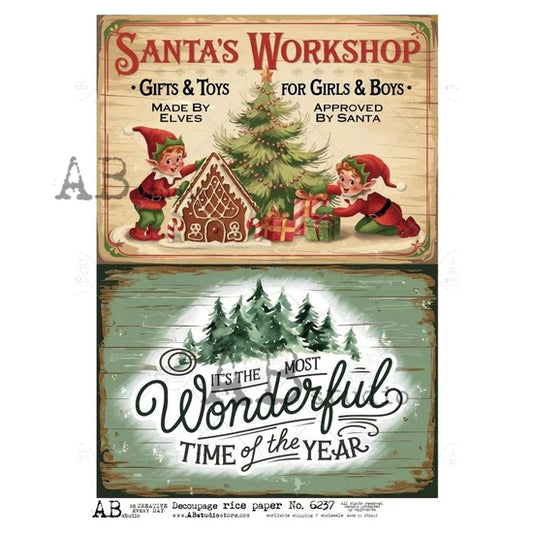 Christmas Sign Duo 1 (#6237) Rice Paper - AB Studio