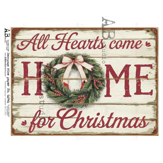 Christmas Sign Home Wreath (#6246) Rice Paper - AB Studio