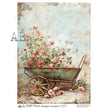 Rose-Filled Wheelbarrow Rice Paper (625) - Le Petit Paris