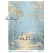 Blue Birchwood Path Rice Paper (553) - Le Petit Paris/AB Studios