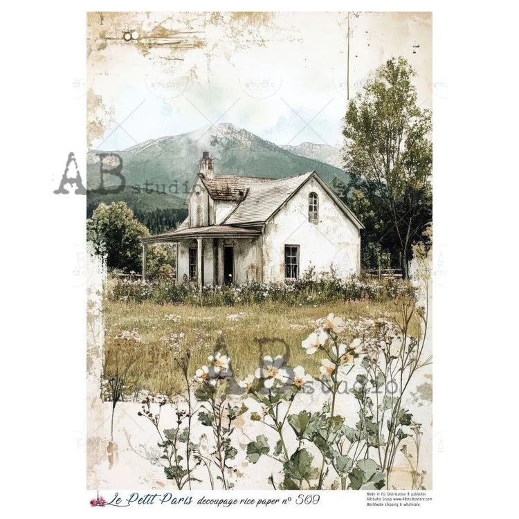 Mountain Meadow Cottage Rice Paper (509) - Le Petit Paris/AB Studios