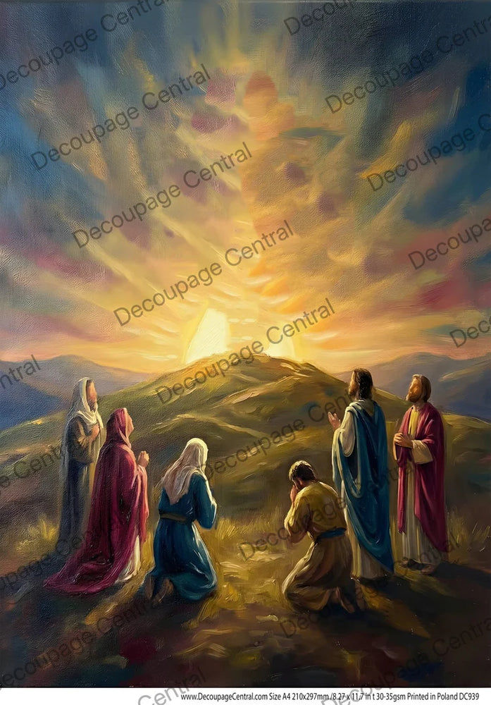 Resurrection Morning Cross Rice Paper (DC939) - Decoupage Central