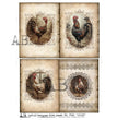 Rooster Portrait Quartet Rice Paper (7412) - AB Studios