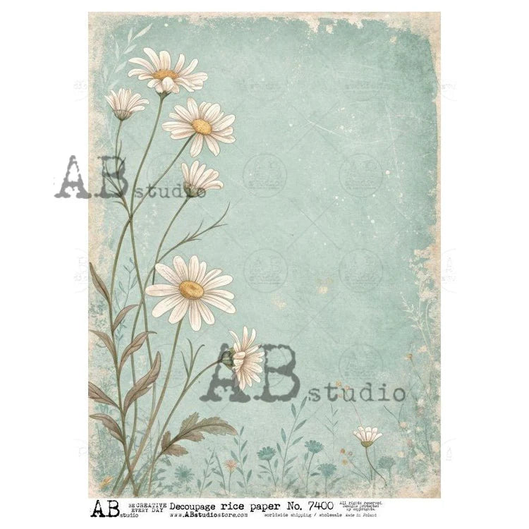 Sea Glass Daisies (#7400) Rice Paper - AB Studios