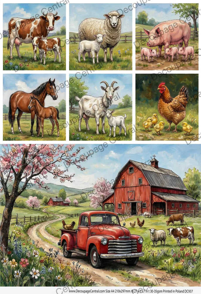 Springtime Farm Babies Rice Paper (DC937) - Decoupage Central