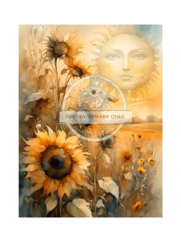 Sunflowers by Day Rice Paper (DC553) - Decoupage Central