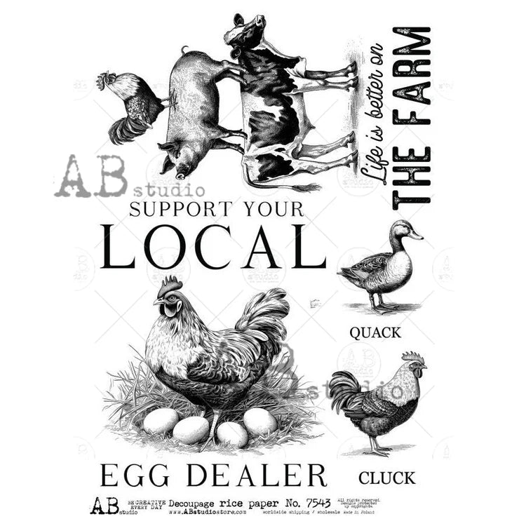 Support the Local Farm Signs Rice Paper (7543) - AB Studios