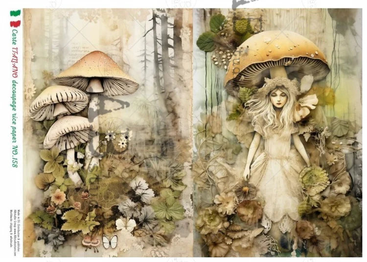 Mushroom Fairy (#158) Rice Paper- Carte Italiano