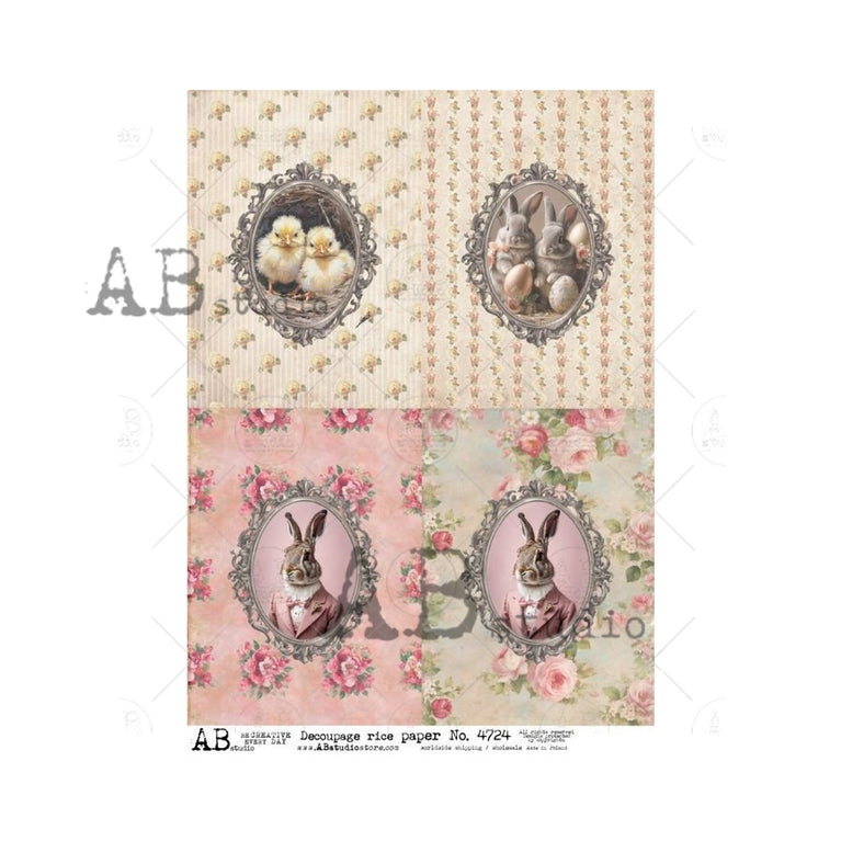 Shabby Chic Framed Easter Four Pack (#4724) Rice Paper- AB Studios