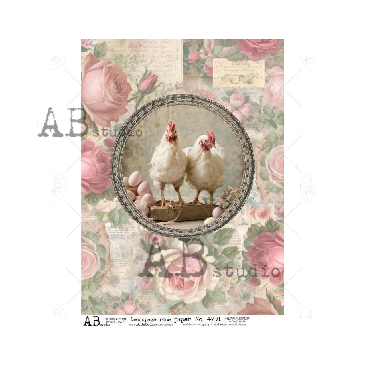 Easter Hens (#4791) Rice Paper- AB Studios  Decoupage Queen
