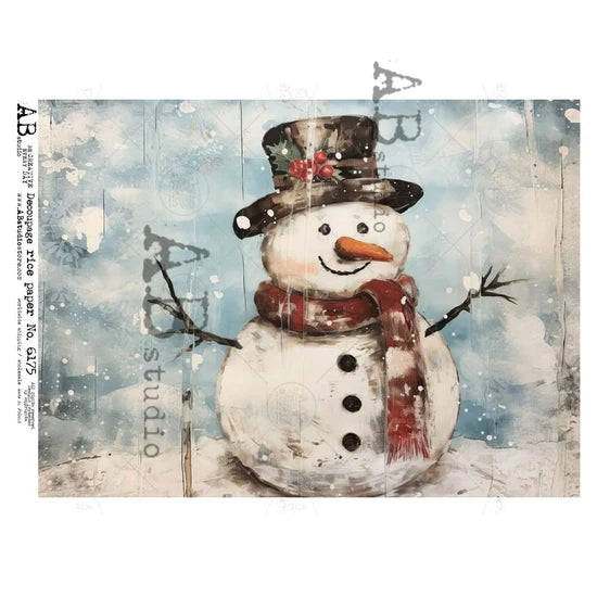 Rustic Snowman (#6175) Rice Paper - AB Studios